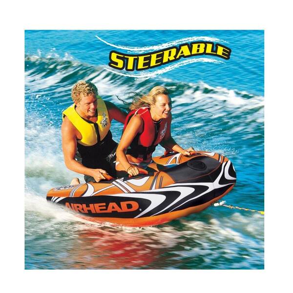 Airhead Slash Ii Double Rider Inflatable Steerable Boat Towable Tube Ahsl 32 The Home Depot