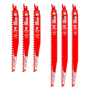 6 in. and 9 in. 3TPI Demo Carbide Recip Blades for Pruning and Clean Wood Cutting (6-Pack)