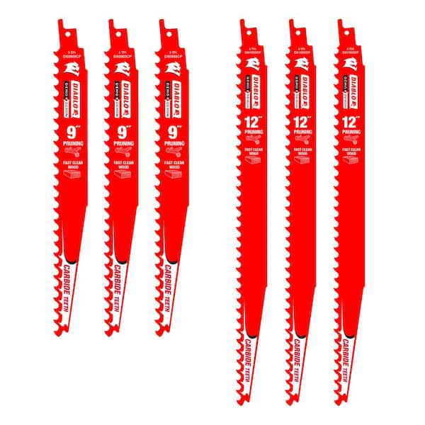 DIABLO 6 in. and 9 in. 3TPI Demo Carbide Recip Blades for Pruning and Clean Wood Cutting (6-Pack)