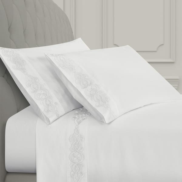Unbranded Isabel 4-Pieces White Cotton King Sheet Set