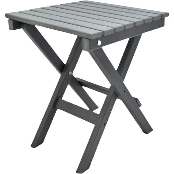 Unbranded HDPE Outdoor Side Table Small End Square Table Folding Coffee Furniture for Patio, Garden, Pool, Outside Portable Grey