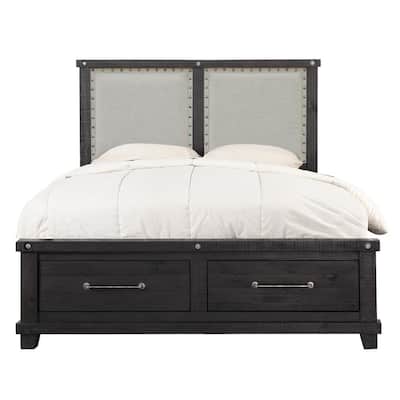 Modus Furniture Yosemite Dark Wood With, Queen Storage Bed With Padded Headboard
