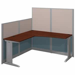 Office in an Hour 64.49 in. L-Shaped Hansen Cherry Computer Desk