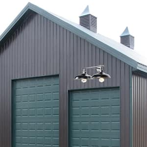 2-Light Imperial Black Hardwired Outdoor Barn Light Sconce