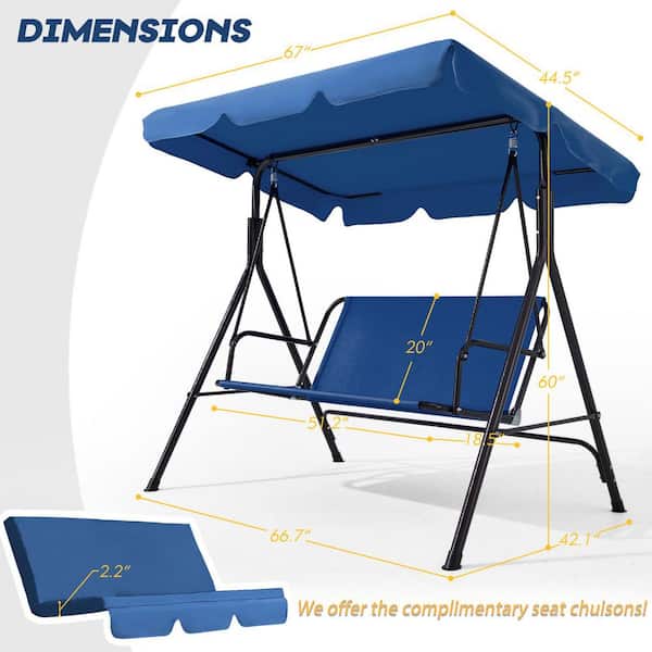 Tenleaf 2-Person Metal Patio Swing with Adjustable Canopy Tenleaf 2-Person Metal Patio Swing with Adjustable Canopy