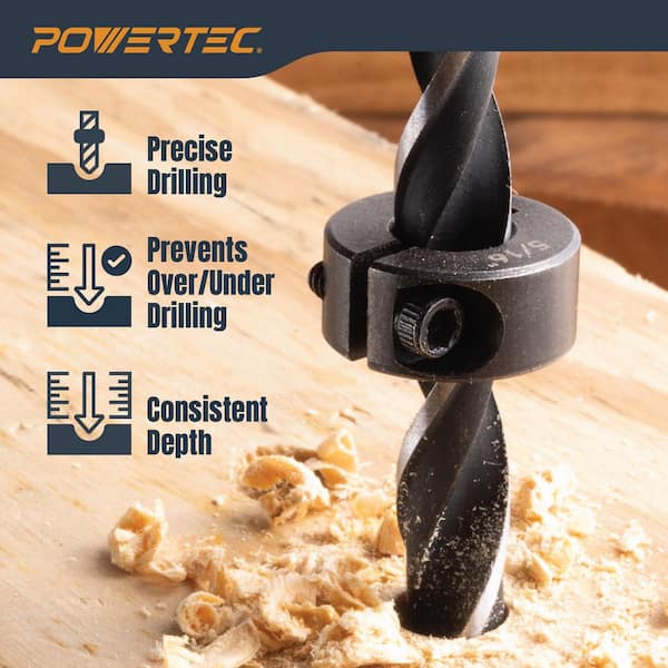 1/8, 3/16, 1/4, 5/16, 3/8, 7/16, 1/2 in. Steel Drill Bit Stop Collar Set, Imperial Size (7-Piece)