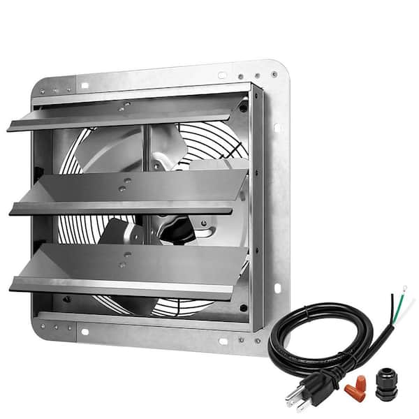 12 in. 1800 CFM Aluminum Shutter Exhaust Fan, 1620 RPM Wall Mount Fan with Power Cord Silver