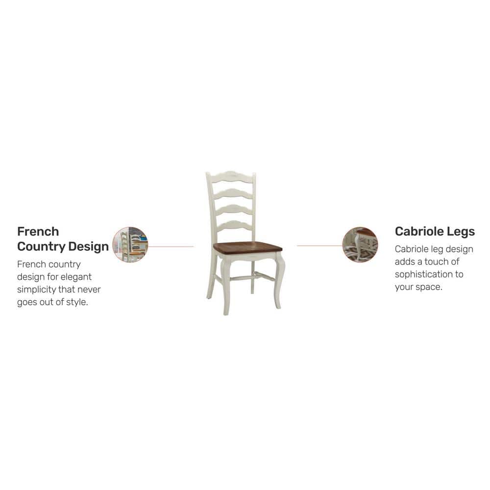 High Ladderback Oak and Rubbed White Side Chair