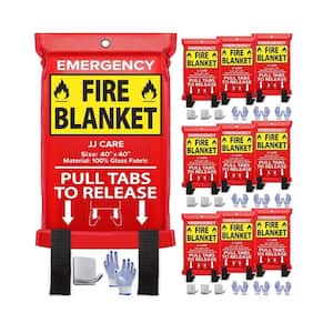 10-Packs with Hooks and Gloves Emergency Supression Fire Blankets for Home Safety, Red