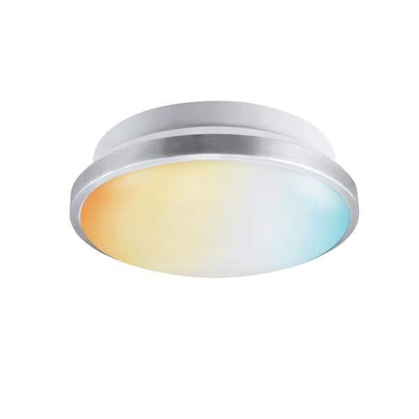 Globe Electric 14 in. Dimmable Selectable LED Integrated Flush Mount Light with Adjustable Color Temperature DuoBright Technology