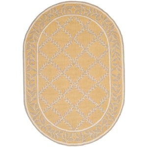 Chelsea Yellow/Gray 5 ft. x 7 ft. Oval Border Area Rug