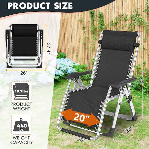 BOZTIY Zero Gravity Chair Silver Metal Folding Portable Lawn