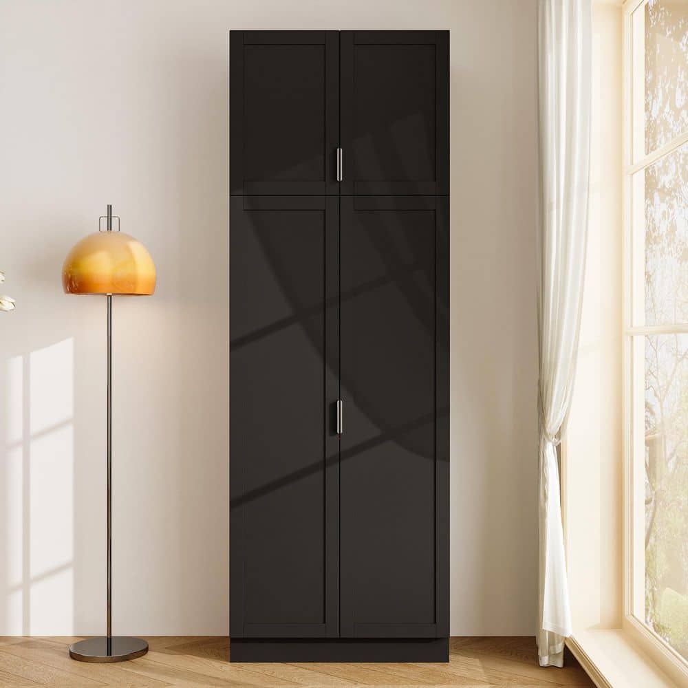 FUFU&GAGA Black 90.6 in. H Accent Cabinet, Bookcase, Wardrobe with