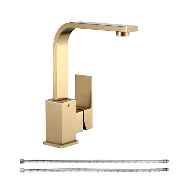 Single-Handle Deck Mount Stainless Steel Bar Faucet in Brushed Gold