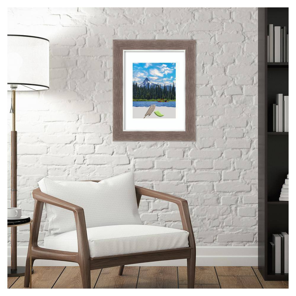 14" x 17" White and Mocha Plastic Picture Frame