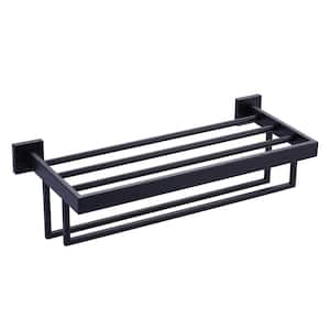 20 in. 2-Towel Holders Wall mounted Towel Rack in Matte Black