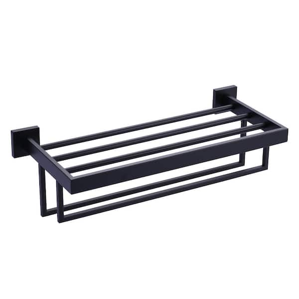 ALEASHA 20 in. 2-Towel Holders Wall mounted Towel Rack in Matte Black