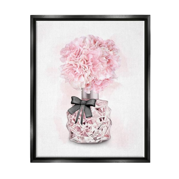 The Stupell Home Decor Collection Pink Flower Perfume Glam Fashion Design by Ziwei Li Floater Frame Nature Wall Art Print 21 in. x 17 in.
