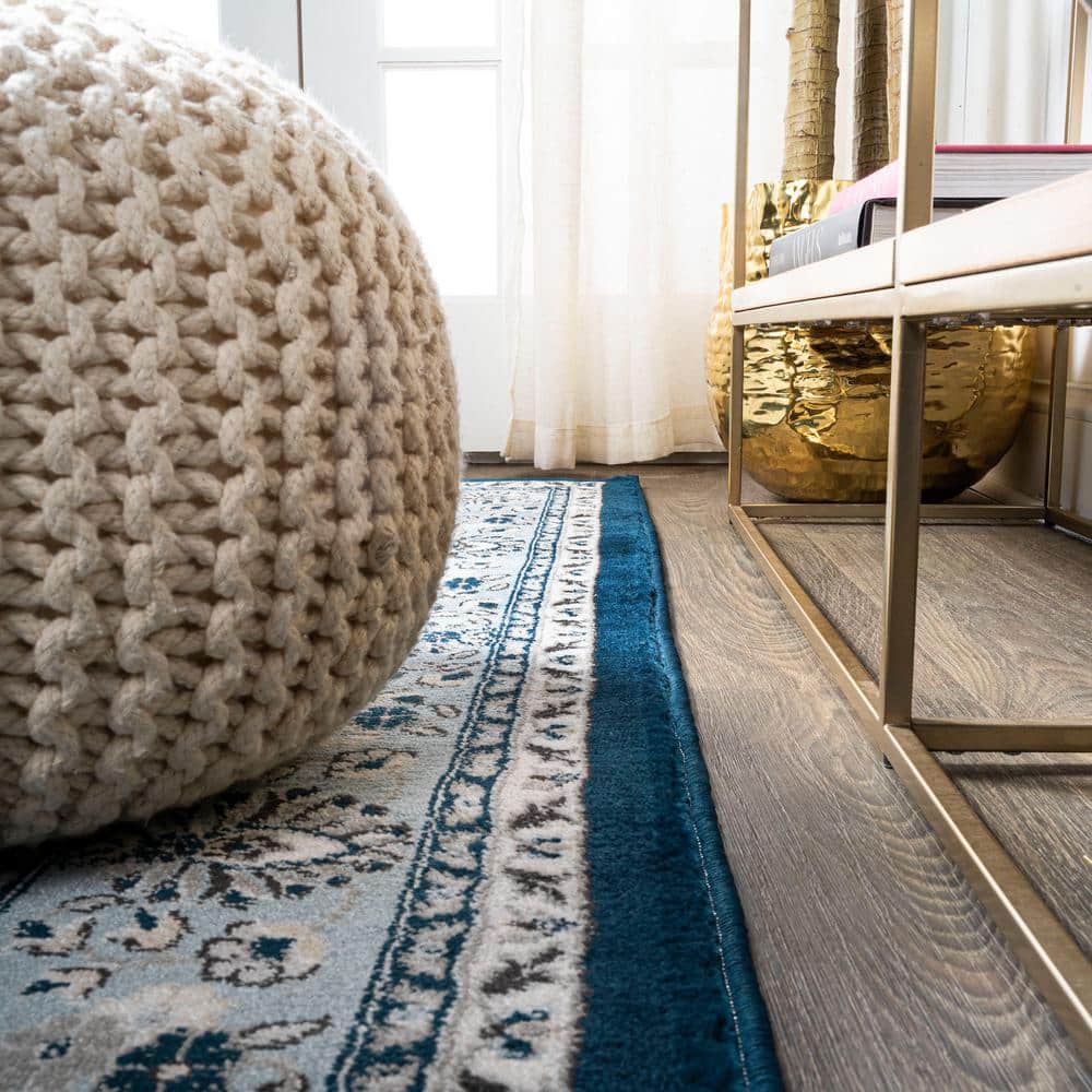 Navy Blue Medallion Synthetic Persian Area Rug 3' x 5'