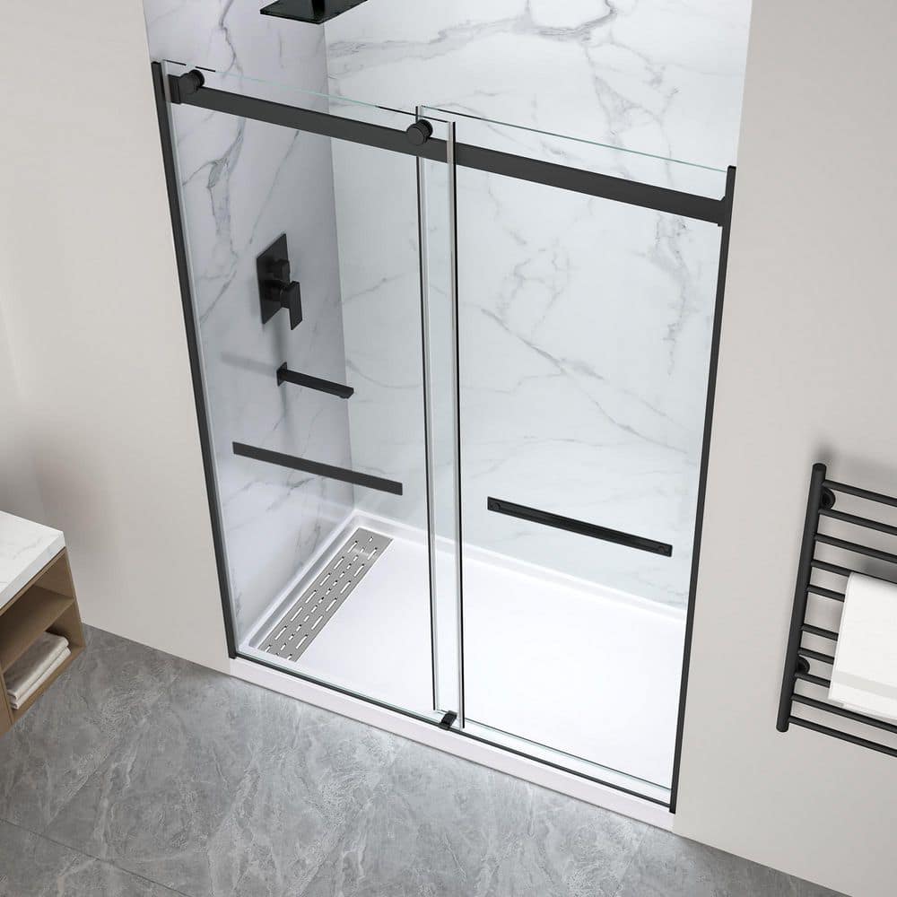 Kahn 30 in. L x 60 in. W x 76 in. H Alcove Shower Kit with Sliding Frameless Shower Door and Left Drain Shower Pan price history on PriceWatchPro