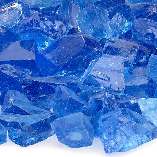 American Fire Glass Light Blue Recycled Fire Pit Glass - Medium (18-28 mm) 10 lbs. Bag