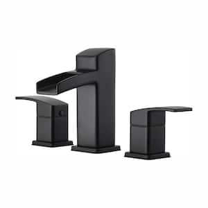 Kenzo 8 in. Widespread Waterfall 2-Handle Bathroom Faucet in Matte Black