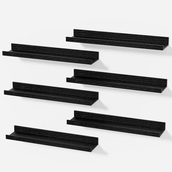 23.6 in. W x 5.1 in. D Black Wooden Picture Ledge Decorative Wall Shelf 6-Pack for Living Room, Bedroom, Nursery