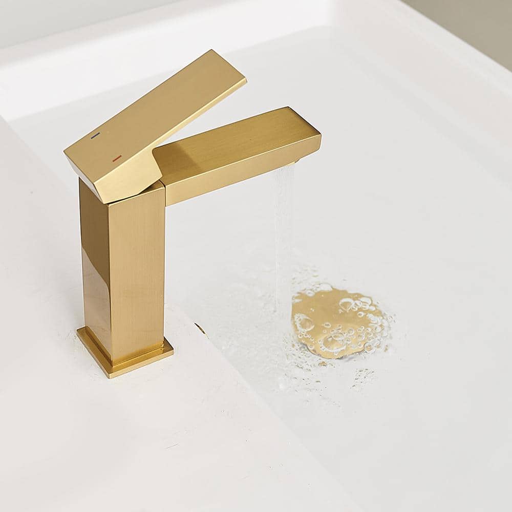 Brushed Gold Stainless Steel Single-Handle Bathroom Faucet