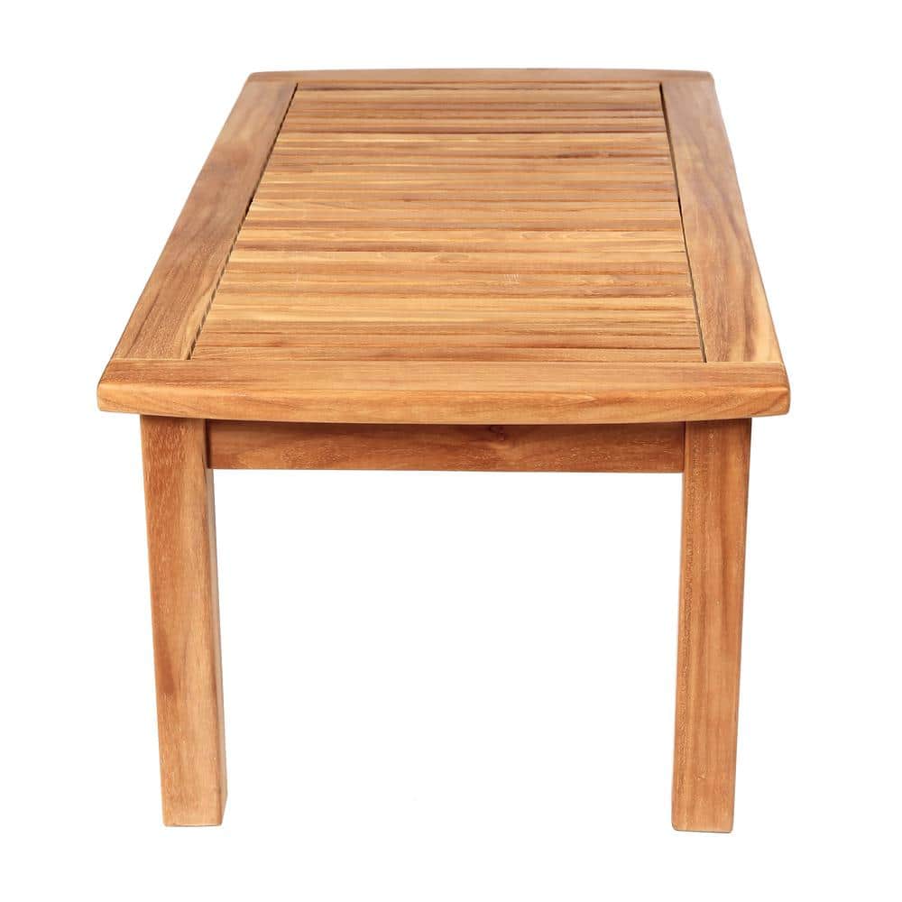 Rectangular Honey Brown Teak Wood Coffee Table, 50 x 24"