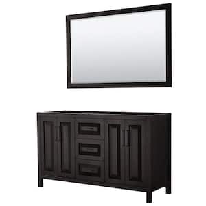 Daria 59 in. W x 21.5 in. D x 35 in. H Double Bath Vanity Cabinet without Top in Dark Espresso with 58 in. Mirror