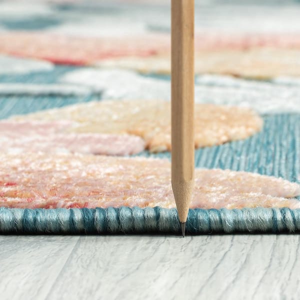 Tropic Aqua 5 ft. x 7 ft. Floral Indoor/Outdoor Area Rug