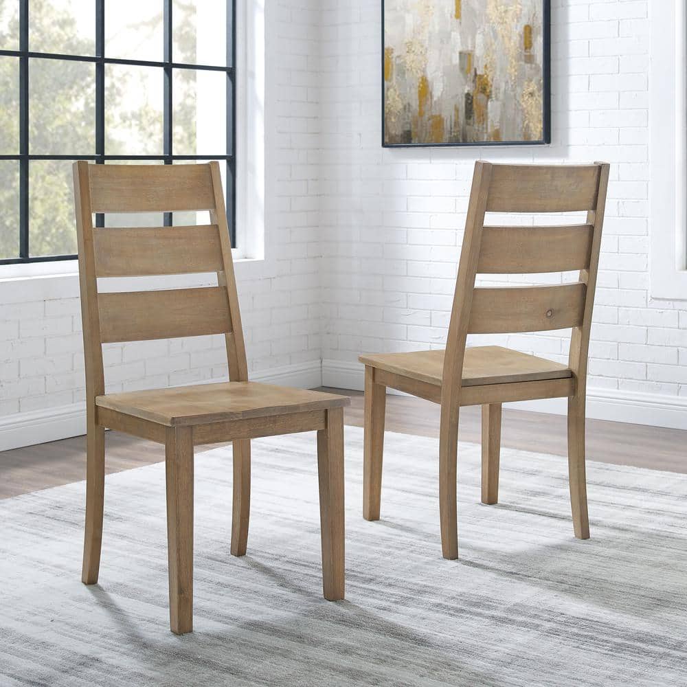 Joanna Rustic Brown Wood Ladderback Side Chair Set