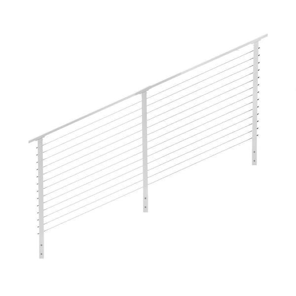 CityPost 8 ft. Stair Cable Railing: 42 in. Face Mount: White