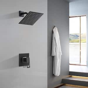 1-Spray Patterns with 1.5 GPM 8 in. Wall Mount Rain Fixed Shower Head in Matte Black