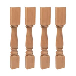 35.25 in. x 5 in. Unfinished Solid North American Cherry Plain Half Round Kitchen Island Leg (4-Pack)