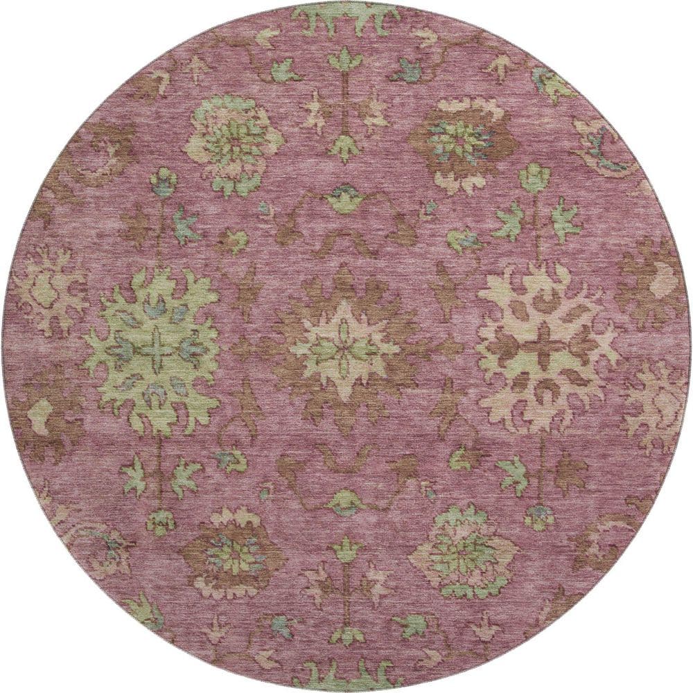 Mayfield Premium Machine Washable Abstract AMF2052 Pink 8 ft. x 8 ft. Round Rug price history on PriceWatchPro