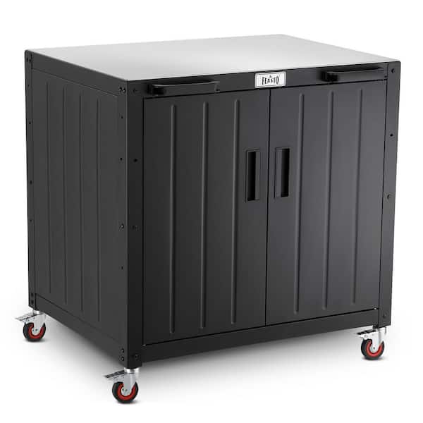 FEASTO Stainless Steel L35.4 in. x D 24 in.- Movable Outdoor Kitchen Cabinet Island