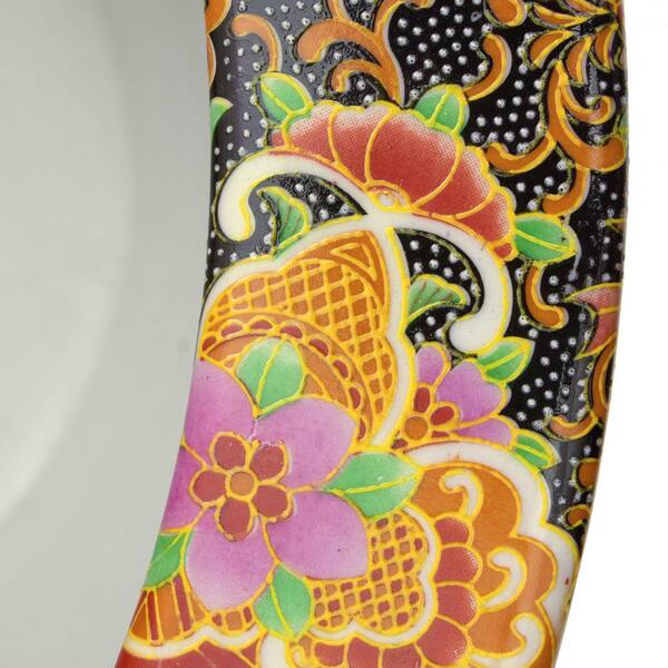 Oriental Furniture 16 in. Satsuma Garden & Peacock Porcelain