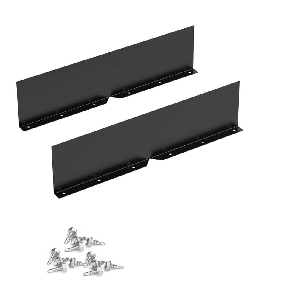 2-Pieces 15.7 in. x 4 in. Black Aluminum Gutter Valley Splash Guard, Rain D