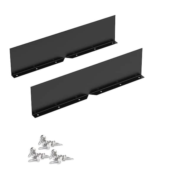 Angel Sar 2-Pieces 15.7 in. x 4 in. Black Aluminum Gutter Valley Splash Guard, Rain Drip Gutter Guard for House Shingle Roof