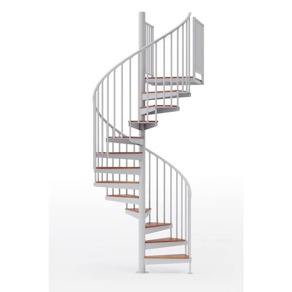 Mylen STAIRS Condor White Interior 60in Diameter, Fits Height 119in - 133in, 1 42in Tall Platform Rail Spiral Staircase Kit