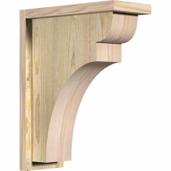 Ekena Millwork 6 in. x 14 in. x 18 in. Douglas Fir Yorktown Rough Sawn Corbel with Backplate