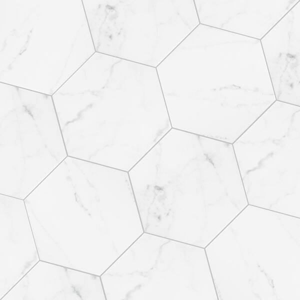 Merola Tile Classico Carrara Hexagon 7 In X 8 Porcelain Floor And Wall 67 Sq Ft Case Feqcrx The Home Depot - White Carrara Marble Hexagon Floor Tiles Merola Tile Classico Carrara Hexagon 7 In X 8 Porcelain Floor And Wall 67 Sq Ft Case Feqcrx The Home Depot - White Carrara Marble Hexagon Floor Tiles