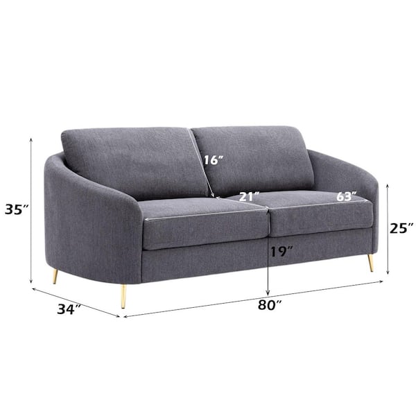 yuameページ_ソファ Acme Furniture Yuina 34 in. Rolled Arm Linen Rectangle Sofa in