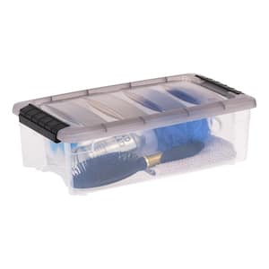 5.75 qt. Stack and Pull Clear Storage Box, Lid Gray