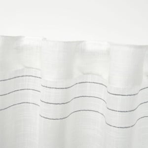 Demi Grey Horizontal Stripes Light Filtering Hidden Tab / Rod Pocket Curtain, 54 in. W x 84 in. L (Set of 2)