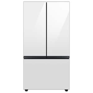 Bespoke 24 cu. ft. 3-Door French Door Smart Refrigerator with Beverage Center in White Glass, Counter Depth