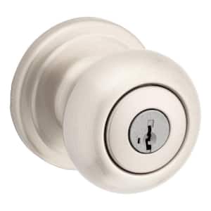 Juno Satin Nickel Entry Door Knob Featuring SmartKey Security with Microban Antimicrobial Technology