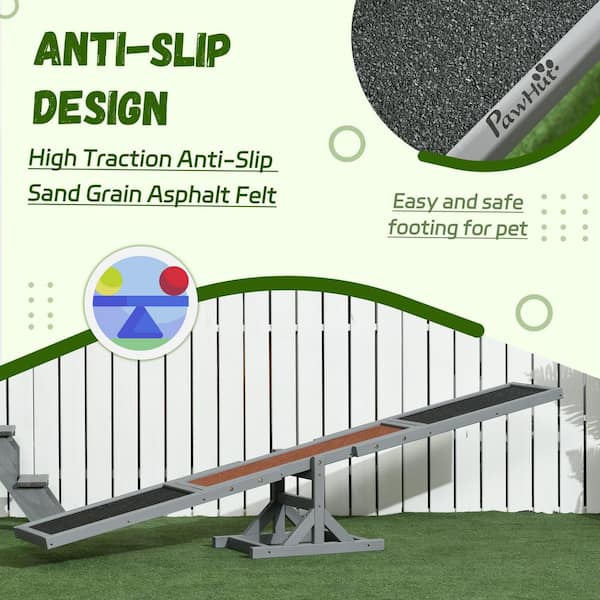 PawHut 71 in. W x 12 in. D x 12 in. H, Wooden Dog Agility SeeSaw