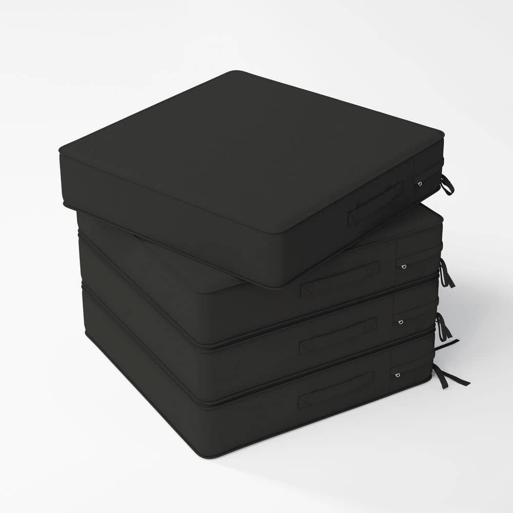 19 x 19 x 4 in. (4-Pack) Outdoor Waterproof Patio Furniture Replacement Seat Cushions with Ties and Handle, Black price history on PriceWatchPro